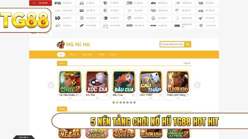 5 nền tảng chơi nổ hũ TG88 hot hit