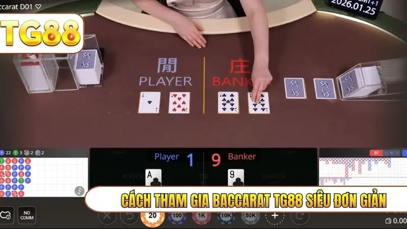 Cách tham gia baccarat TG88 siêu đơn giản